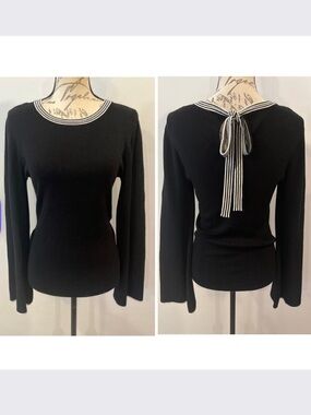 Olivia Warren bell sleeve bow back sweater soft stretch M